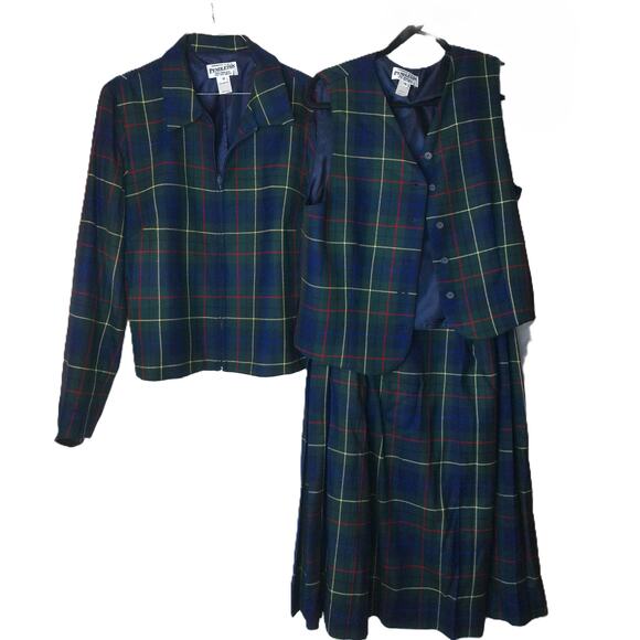 Pendleton Signature Tartan Blazer & Vest Size 12 Skirt Size 14 Set of 3 - Picture 1 of 14